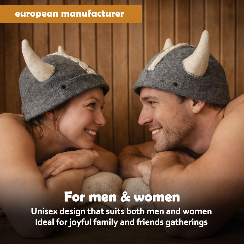 Giftellino in-use sauna hat, comfortable coverage in traditional heat environments