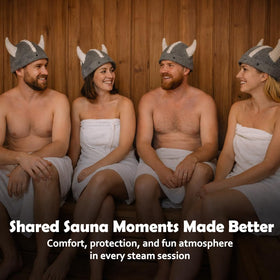 Giftellino Viking sauna hat gray back view, keeps hair protected in steamy rooms