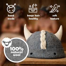 Giftellino wool sauna hat gray side view, soft felt keeps shape during sessions