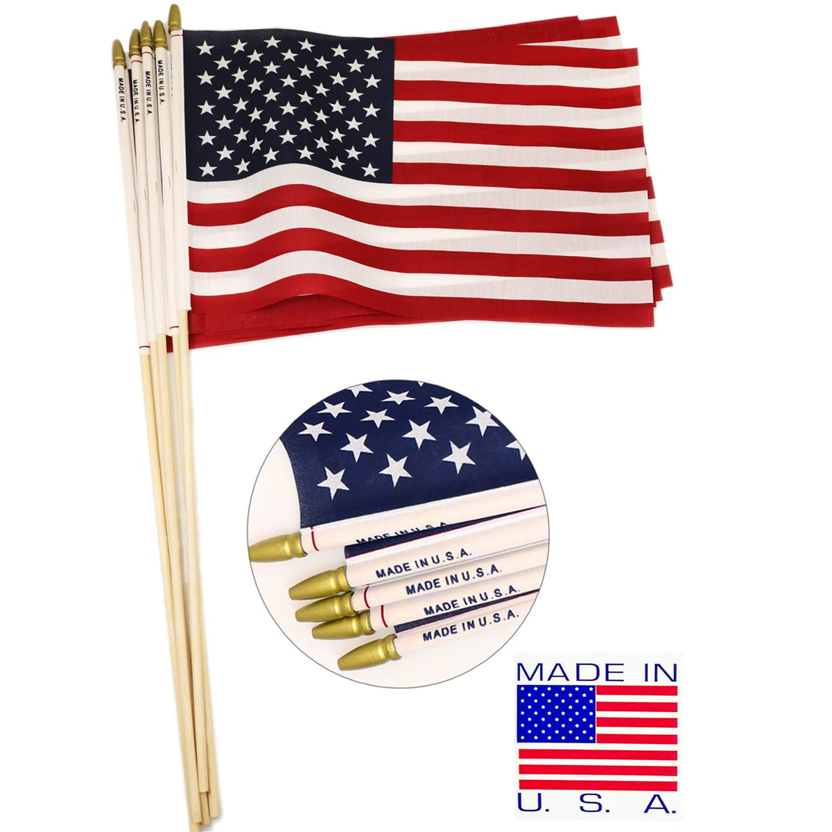 GiftExpress made-in-usa flag with hem label on the flag, durable for outdoor use.