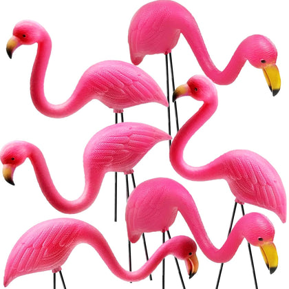 GiftExpress pink flamingo statue 14-inch tall for yard decoration, great for outdoor parties.