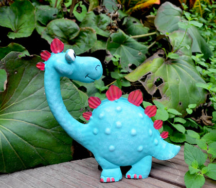 GiftMe 5 handpainted turquoise dinosaur decor brightens outdoor spaces