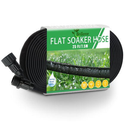 Giftsfaloy flat soaker hose coiled in garden for efficient irrigation
