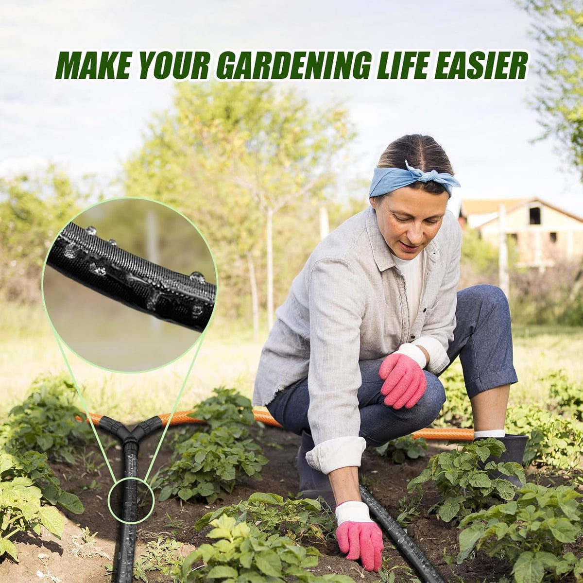 Giftsfaloy hose connected to faucet for simple irrigation