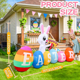 GIGLIM 7ft bunny and Happy Easter sign create family friendly outdoor decor.