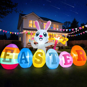 GIGLIM warm LED glow illuminates Easter night yard scene.