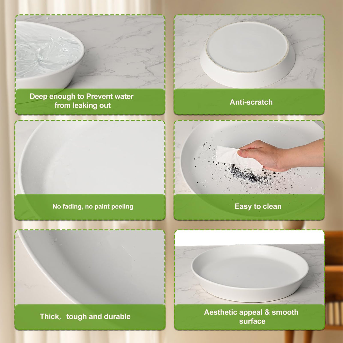 GIKUPOM white ceramic saucer complements any pot and decor.