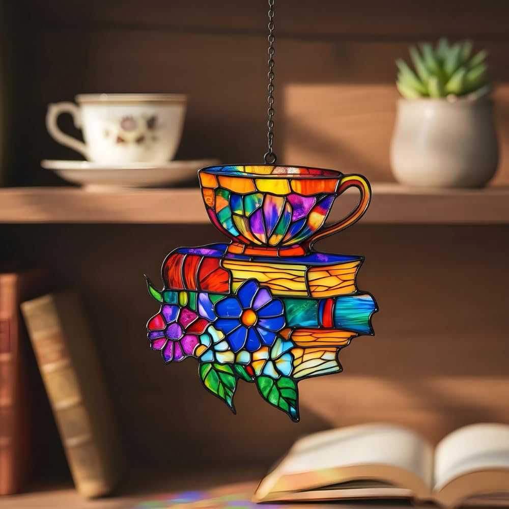 GIKZO Books Teacup sun catcher adds warmth to a cozy nook