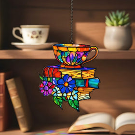 GIKZO Books Teacup sun catcher adds warmth to a cozy nook