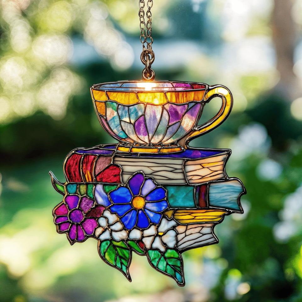 GIKZO Books Teacup sun catcher glows softly to brighten a reading nook