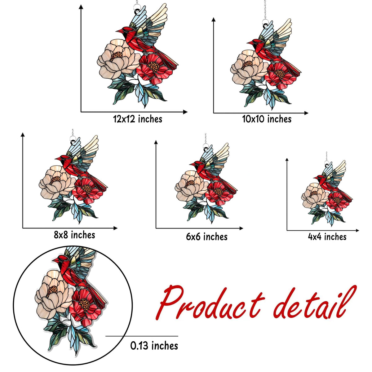 GIKZO Cardinal Acrylic Suncatcher 8-inch brings vivid color and moving shadows indoors