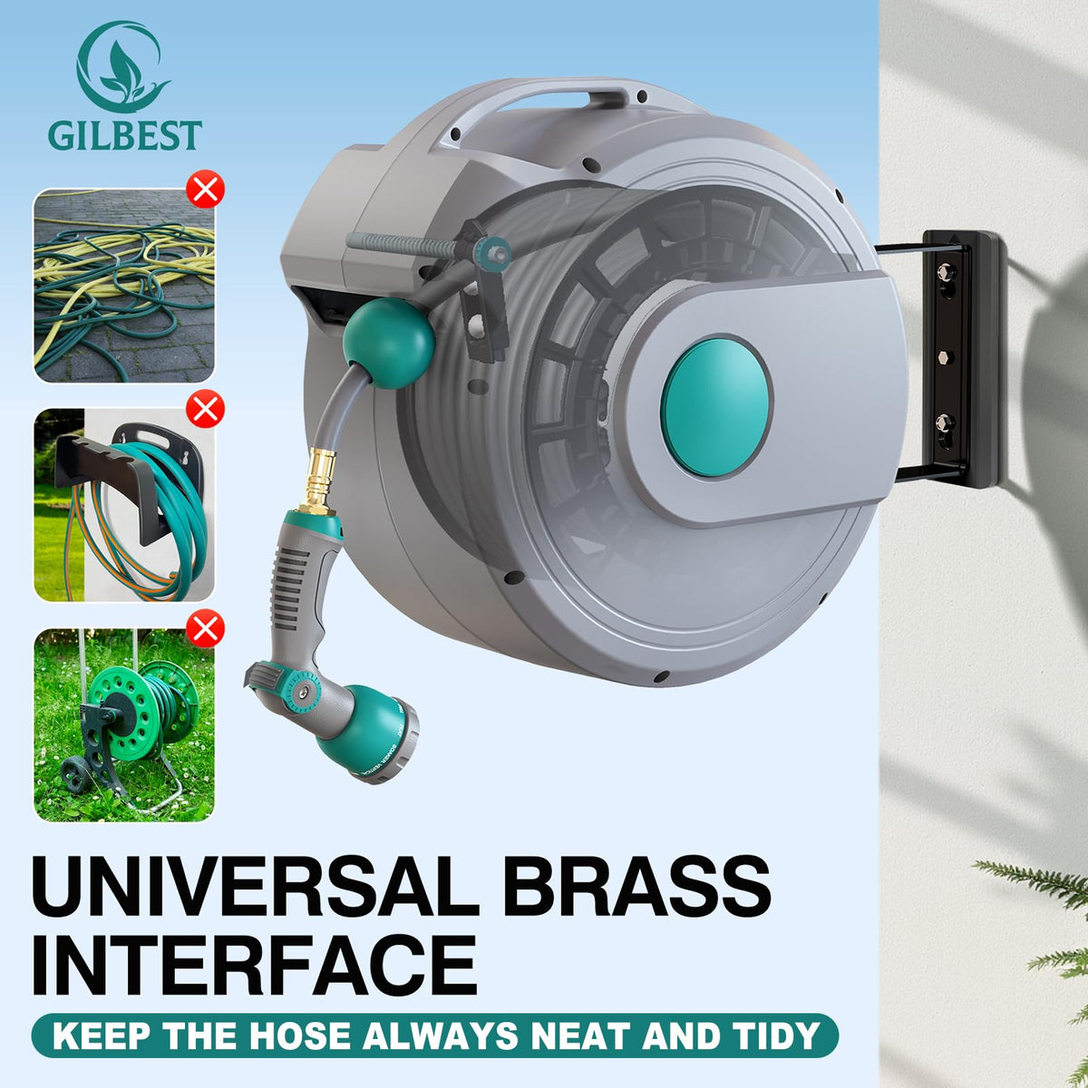 GILBEST auto-retract system prevents tangles for tidy storage.