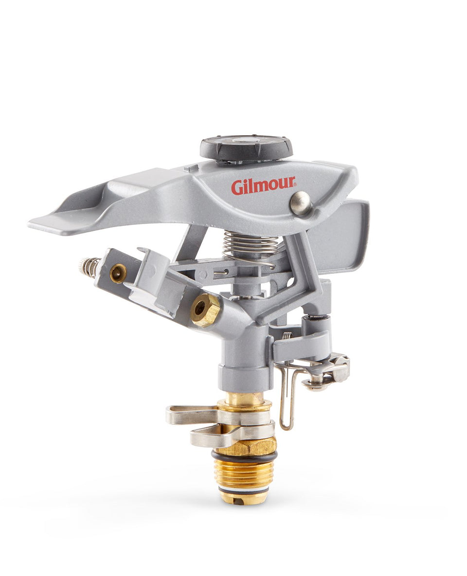 GILMOUR 167H pulsating sprinkler head delivering even coverage for lawns up to 5,800 sq ft
