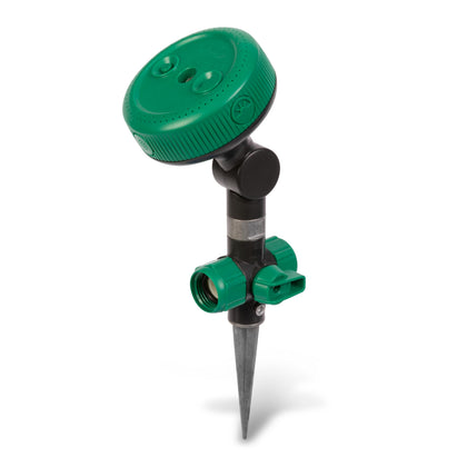 Gilmour adjustable spot sprinkler with spike base for precise watering
