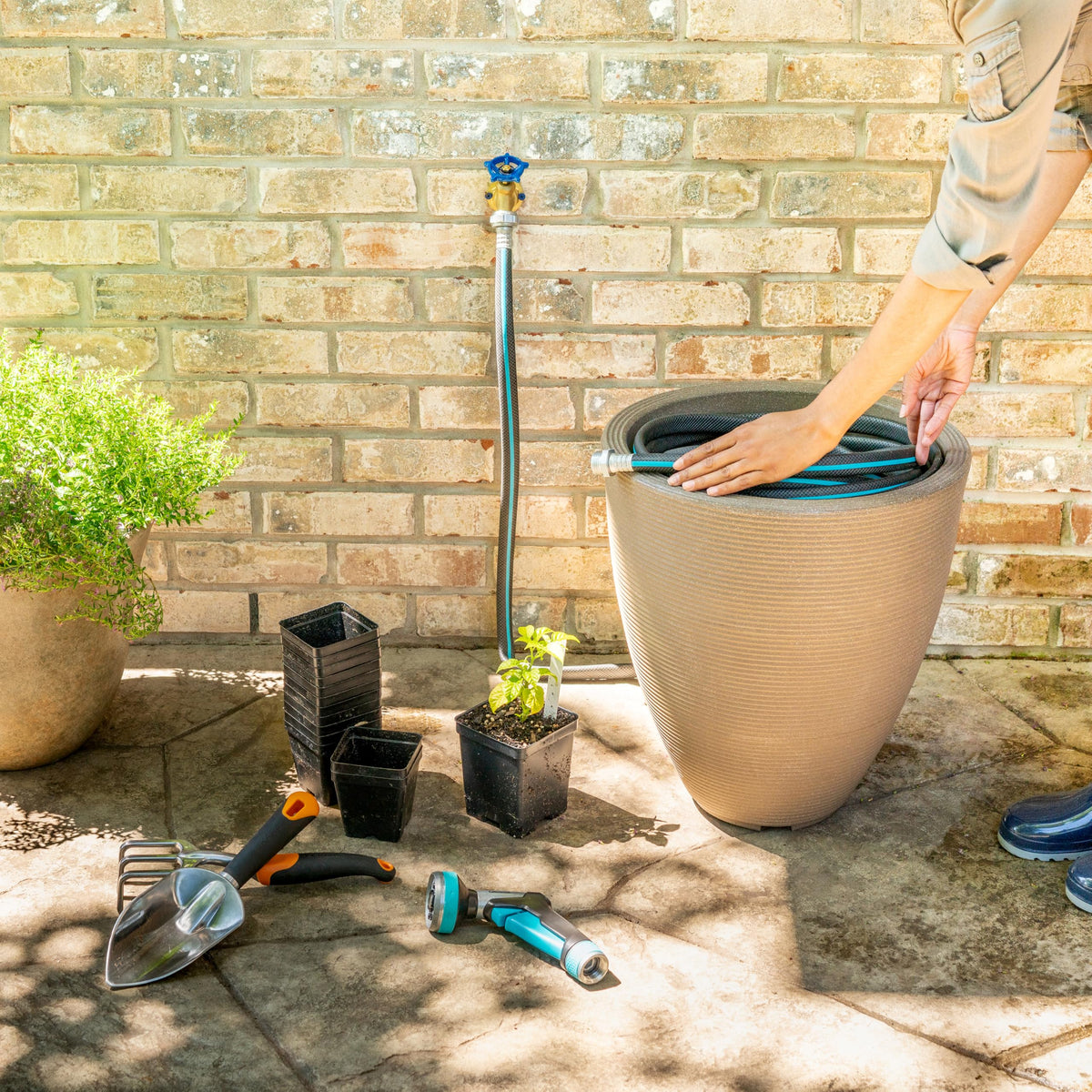 Gilmour AquaArmor compatible with nozzles, sprinklers, and pressure washers.