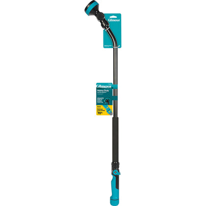 Gilmour heavy-duty swivel connect watering wand with pivoting design reduces hose twists during use.