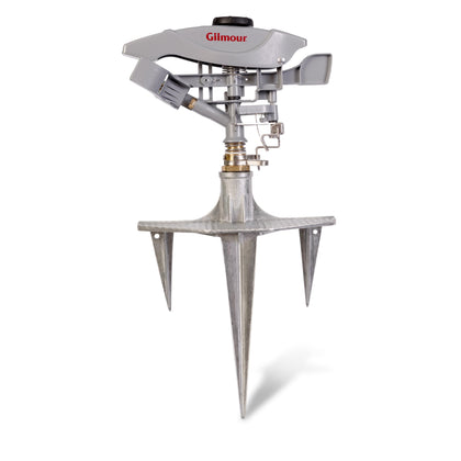 GILMOUR Pro sprinkler spike base for secure anchoring and wide-area watering.