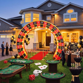Gilprop casino night arch with anchors and ropes for secure display.