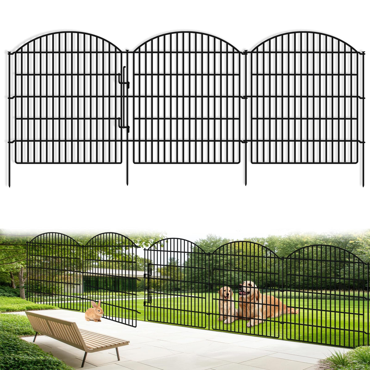GILPWA 10-panels garden fence with lock keeps pets out and plants protected