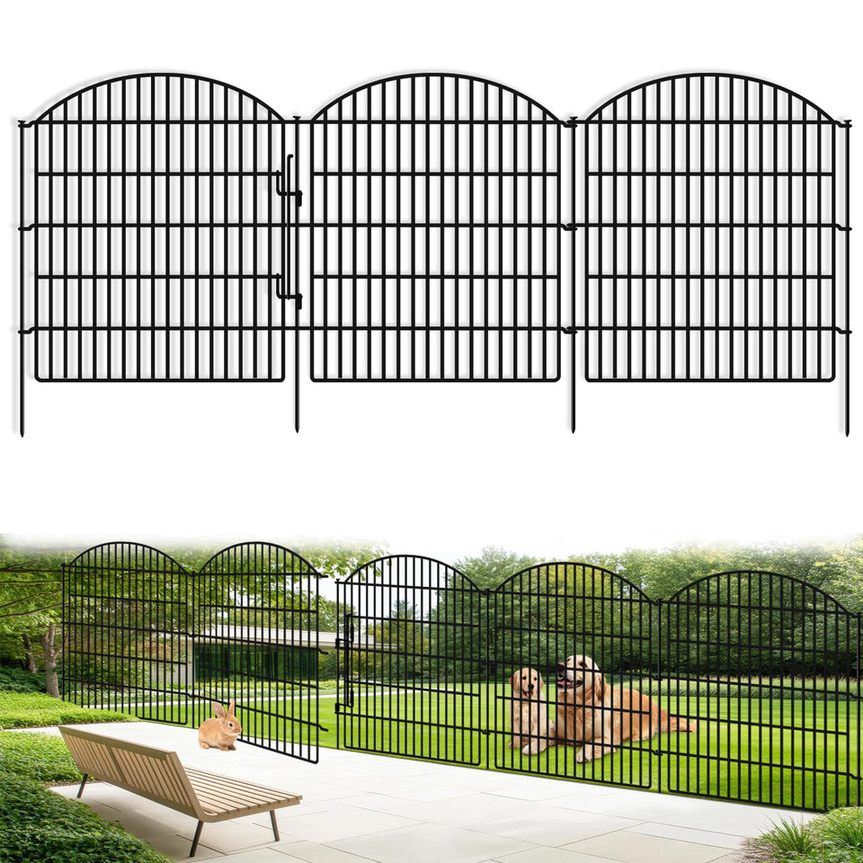 GILPWA 10-panels garden fence with lock keeps pets out and plants protected