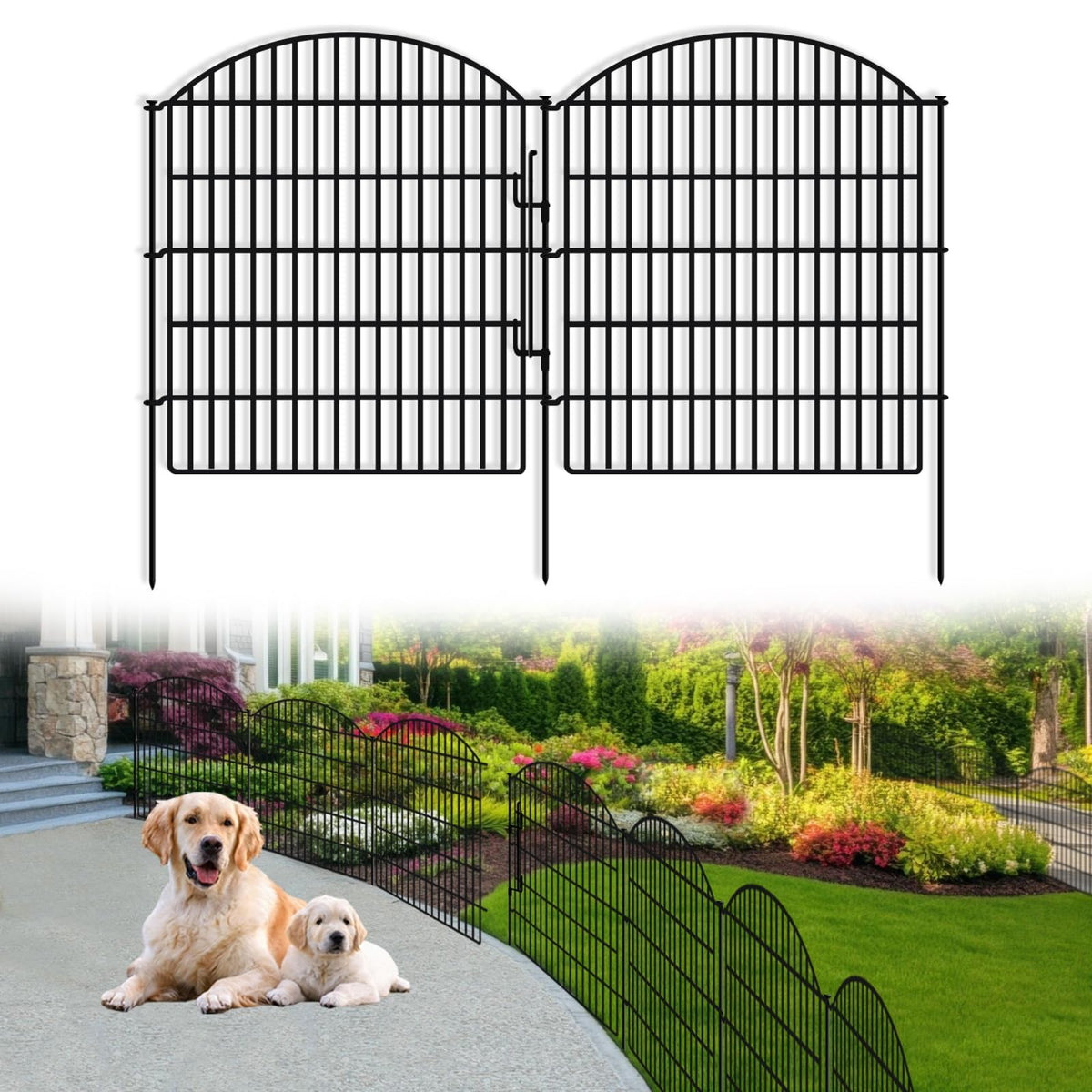 GILPWA 16-panel fence with lock secures garden borders and plants