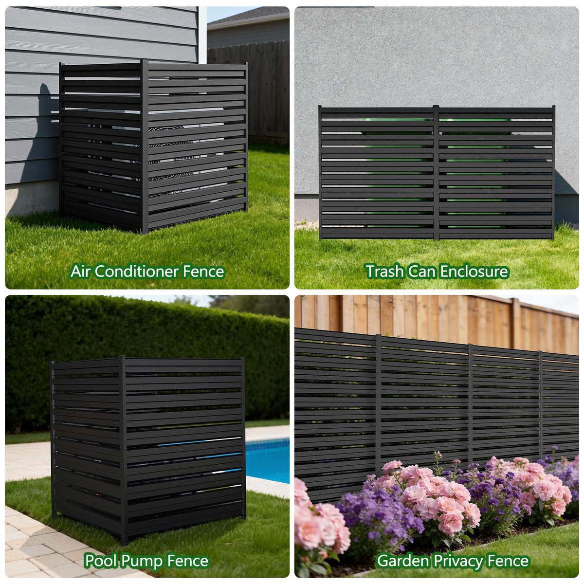 GILPWA black outdoor fence kit provides sleek privacy.