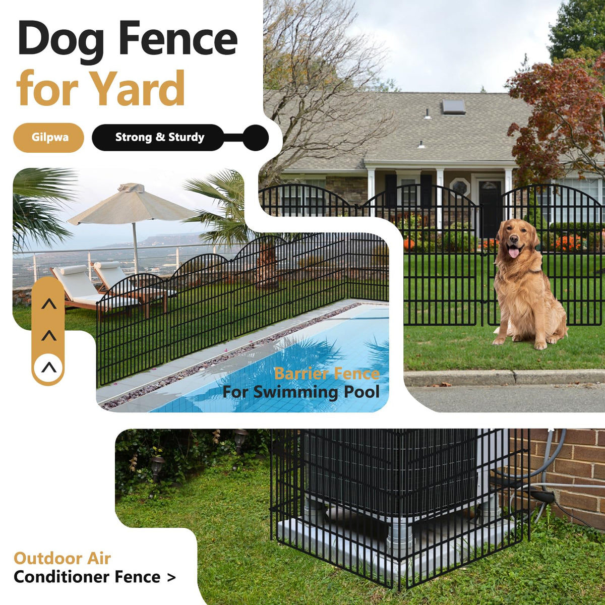 GILPWA rustproof black finish fence for outdoor durability.