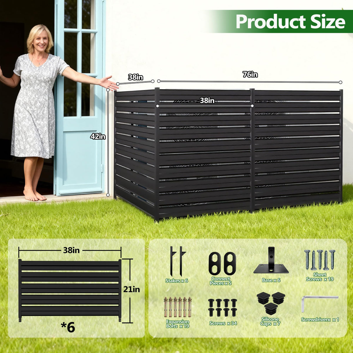 GILPWA three-panel privacy fence shielding a trash can area