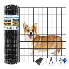 GILPWA welded wire fence 50ft roll in side view; durable PVC coating for outdoor use.