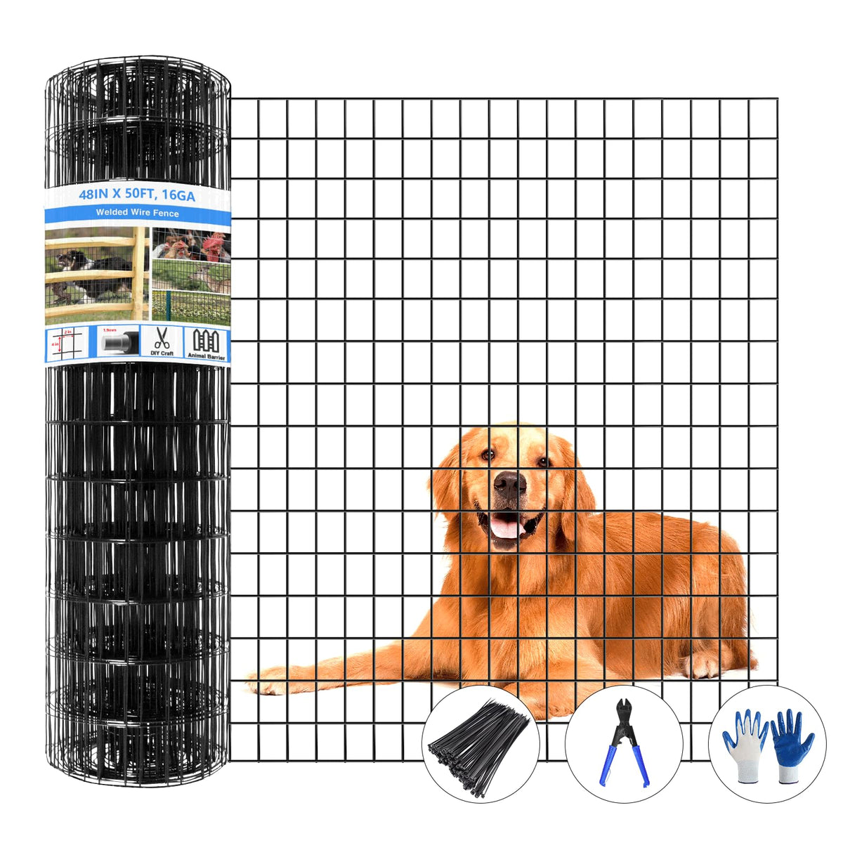 GILPWA welded wire fence roll shown in a garden setup for durable animal containment.
