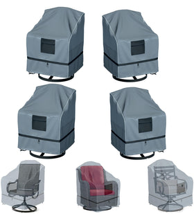 GimaiOurun swivel chair cover front view showing the gray 4-pack set