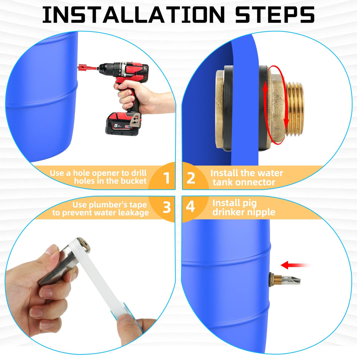 GINDOOR PTFE tape included for leak-free threaded connections
