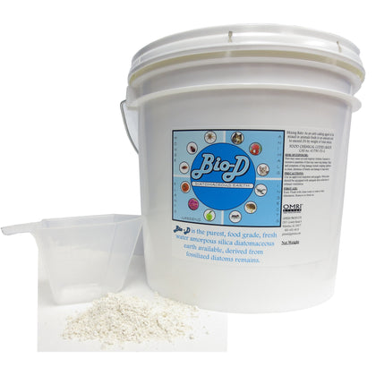Ginesis Bio-D diatomaceous earth powder for garden and home use; natural pest barrier.