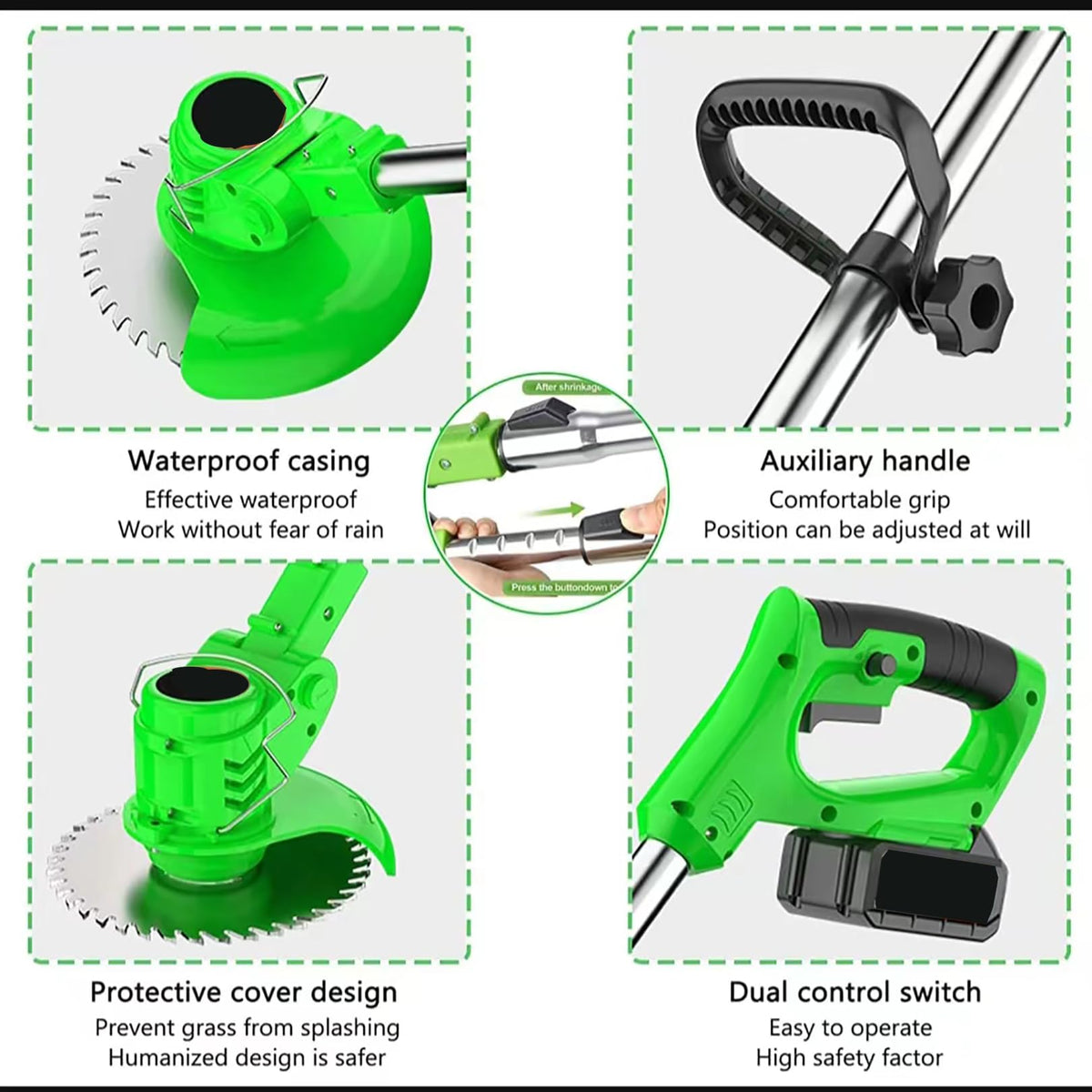 Ginzyaiy electric weed wacker in use around a garden bed