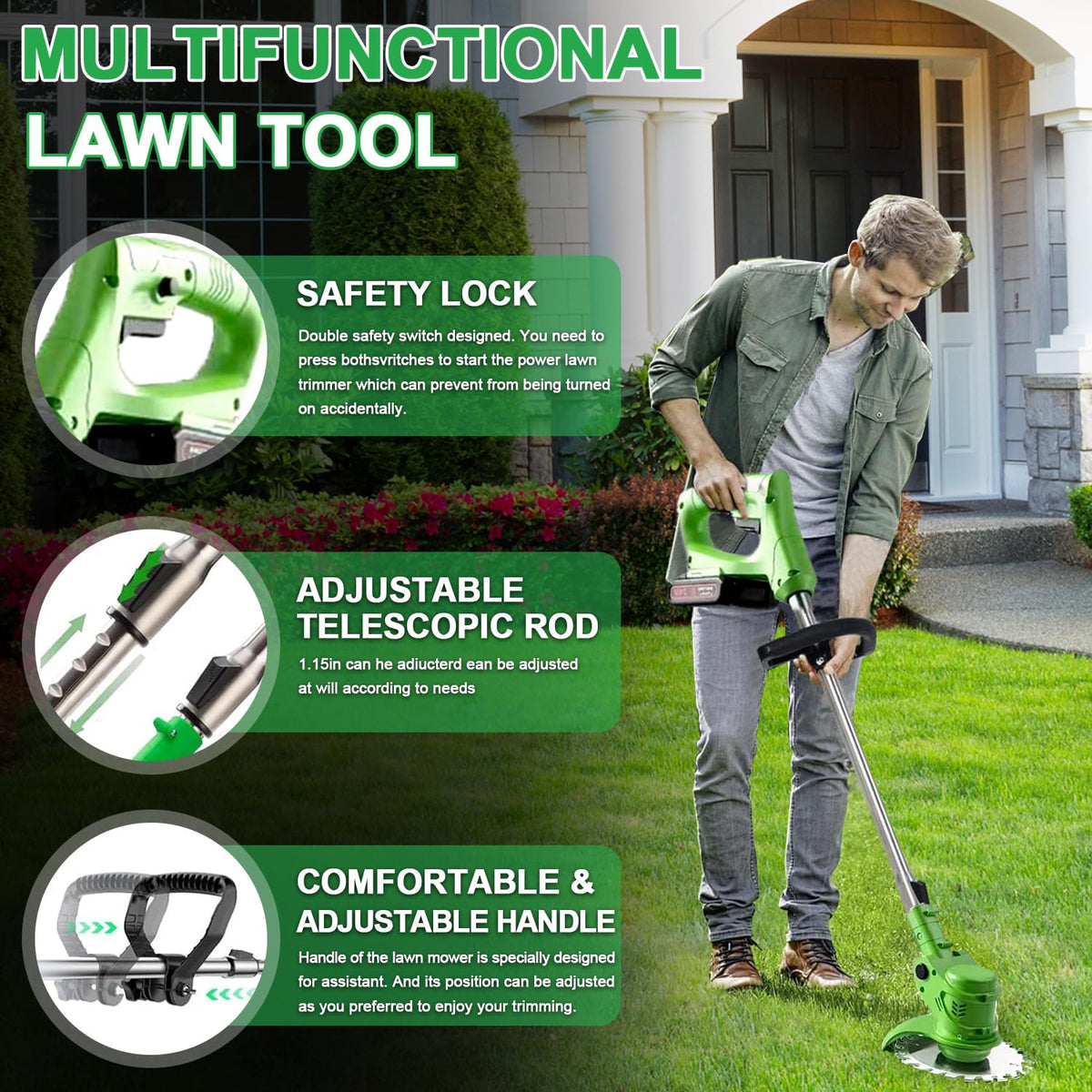 Ginzyaiy weed wacker rotating-head for edging and corners