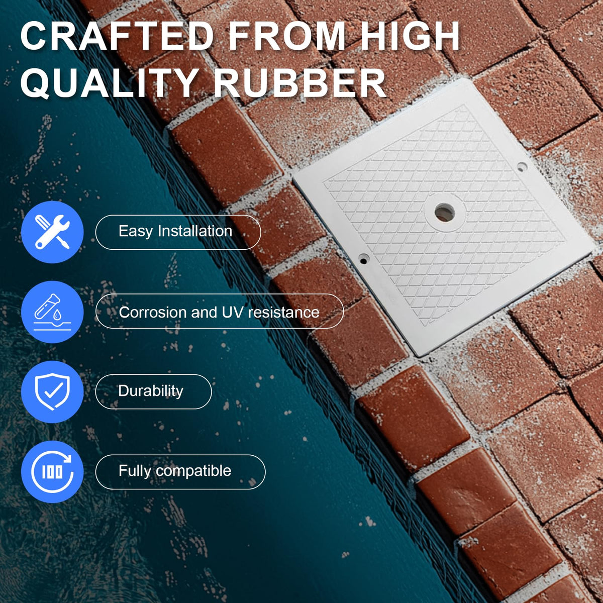 Giokyi skimmer lid cover plate made of durable rubber for longevity.