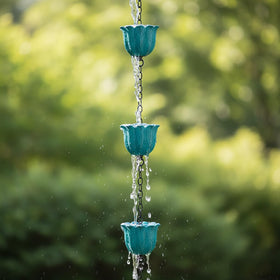 giole 8ft rain chain assembly demonstrates adjustable length for roof heights.