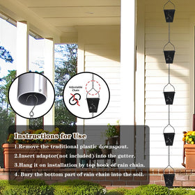 giole adjustable-length rain chain fits different home gutter setups