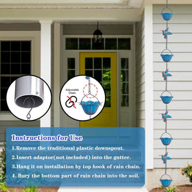 giole rain chain installation is simple—hang on gutter for quick setup