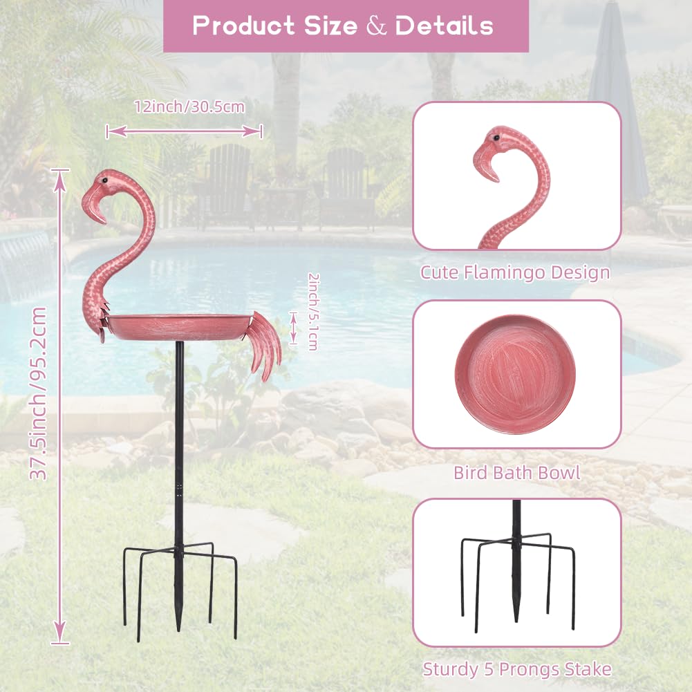 giole easy-assembly flamingo bath simplifies garden setup