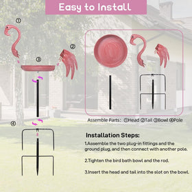 giole five-prong stake keeps bird bath stable outdoors