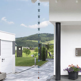 giole gutter-decor rain chain demonstrates stylish drainage replacement option