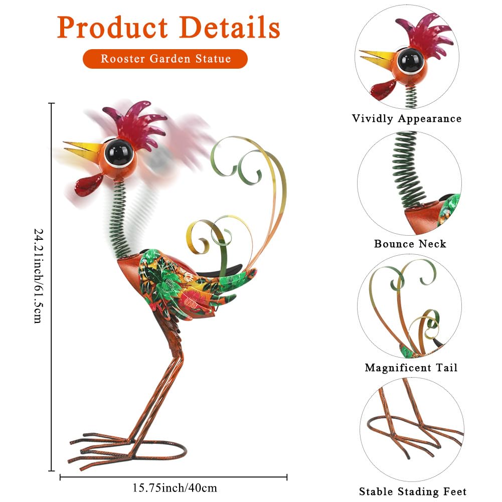 giole metal rooster wing detail with a vibrant painted finish.