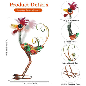 giole metal rooster wing detail with a vibrant painted finish.