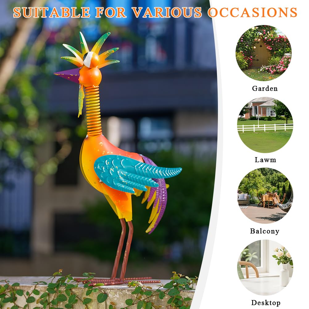 giole metal wacky rooste orange backyard ambience statue