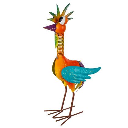 giole metal wacky rooste orange front view, vibrant garden focal point