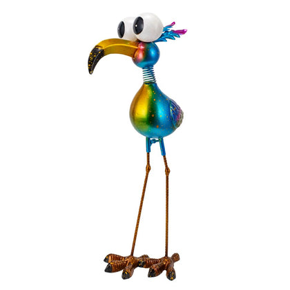 Giole peacock statue swaying in wind for garden focal point.