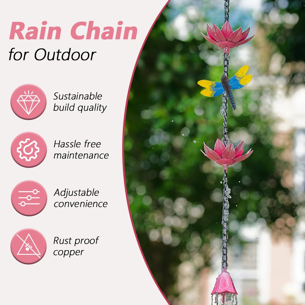 giole rain chain shown at full 10ft length for single-story homes.