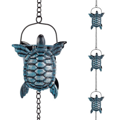 giole rain chain with 12 turtle cups directs rainwater gracefully while elevating curb appeal