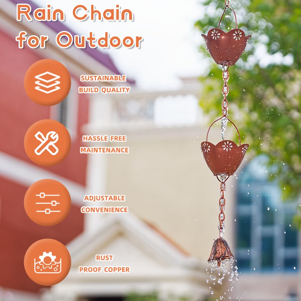 giole rain chain bell pendant adds a pleasant wind chime effect
